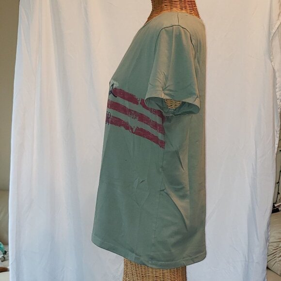 Ladies STARS & STRIPES Short Sleeve Tee Shirt in Sage Green - L - Picture 2 of 4